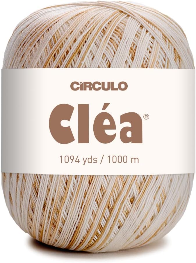 CRCULO خيط سيركولو كليا - خيط كروشيه بحجم 10-100% قطن برازيلي مخصر (عبوة من كرة واحدة) - 5.3 أونصة، 1094 ياردة (9900 - رمل)  - Image 1